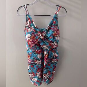 Land’s End Women's Chlorine Resistant Tulip Wrap Swim Dress One Piece Swimsuit